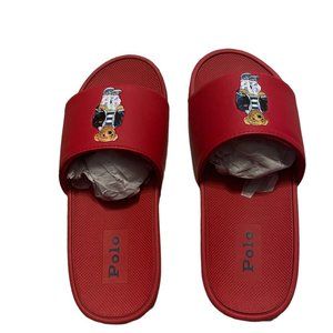 Polo Ralph Lauren Cayson Big Bear Slides Sandals Red Grade School Kids Size 2